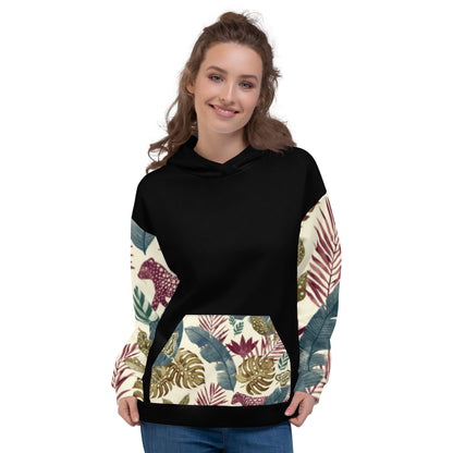 Sudadera con capucha con print de flores blanca