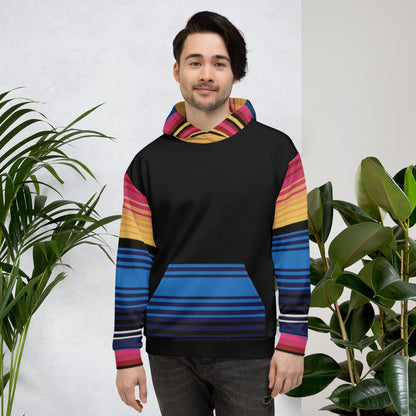 Sudadera Con Capucha Rayas De Colores Con Negro