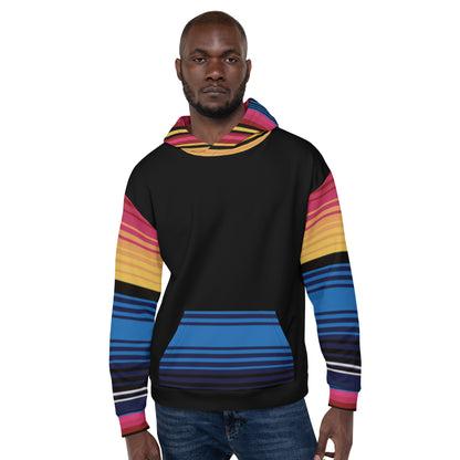 Sudadera Con Capucha Rayas De Colores Con Negro