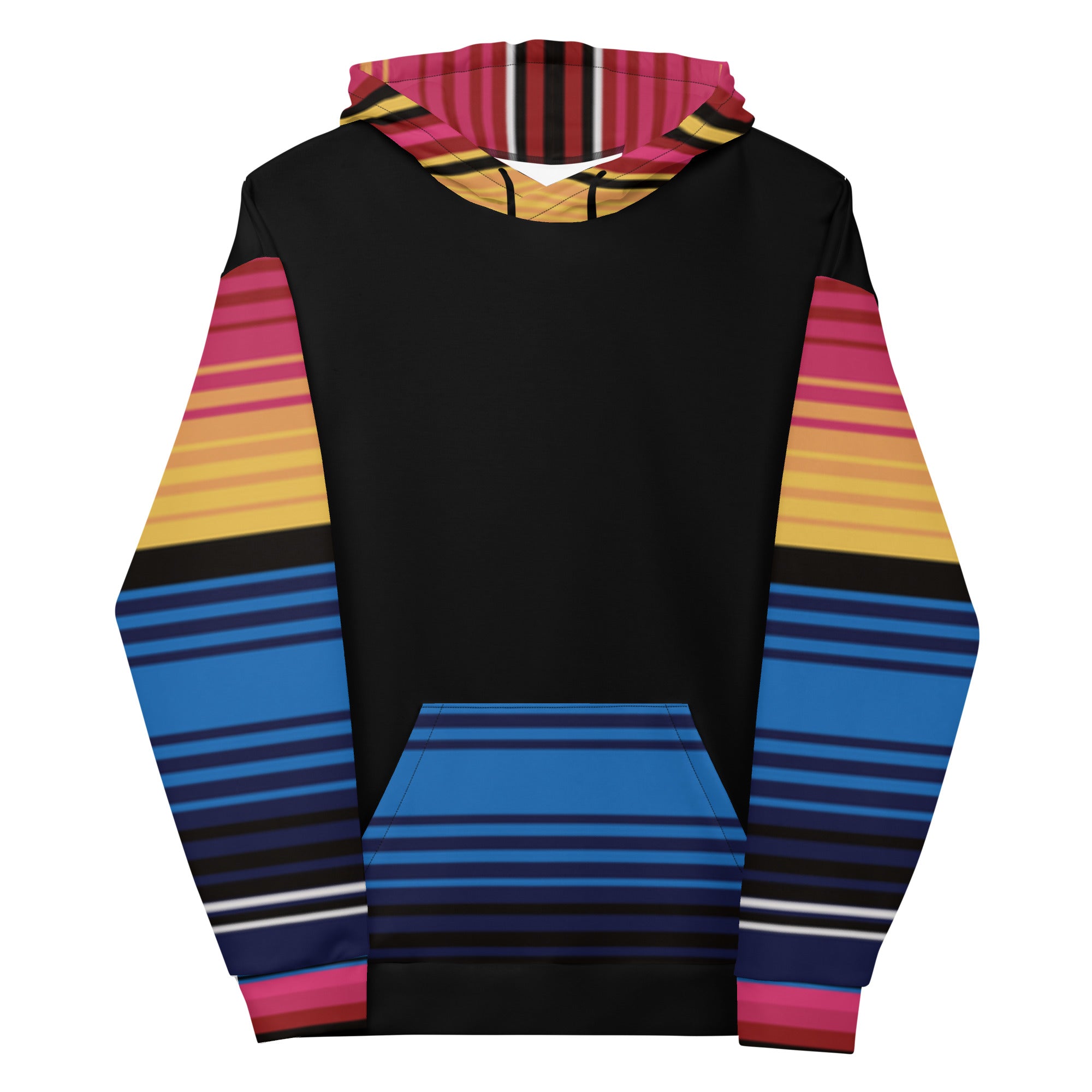 Sudadera Con Capucha Rayas De Colores Con Negro