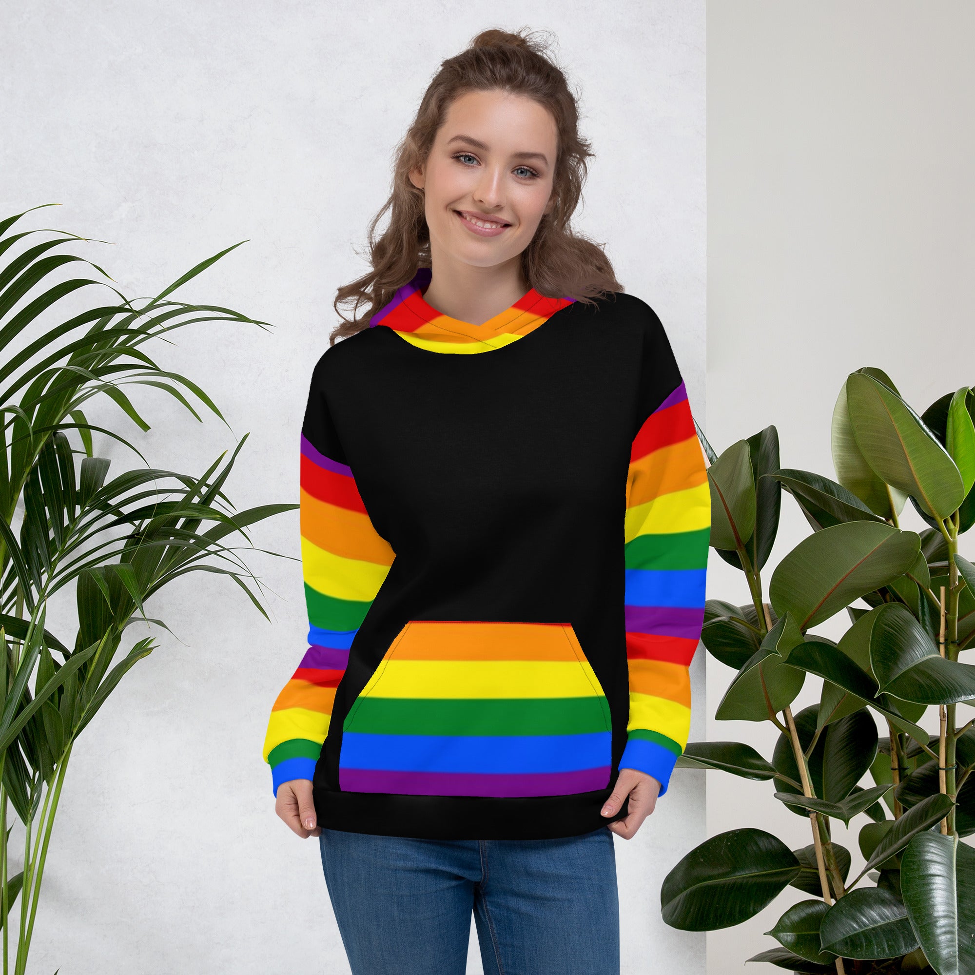 Sudadera con capucha LGBTQ+ bandera del orgullo arcoiris