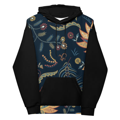 Sudadera Con Capucha Flores Azules