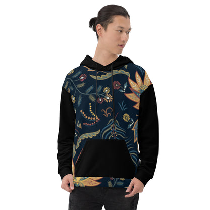 Sudadera Con Capucha Flores Azules