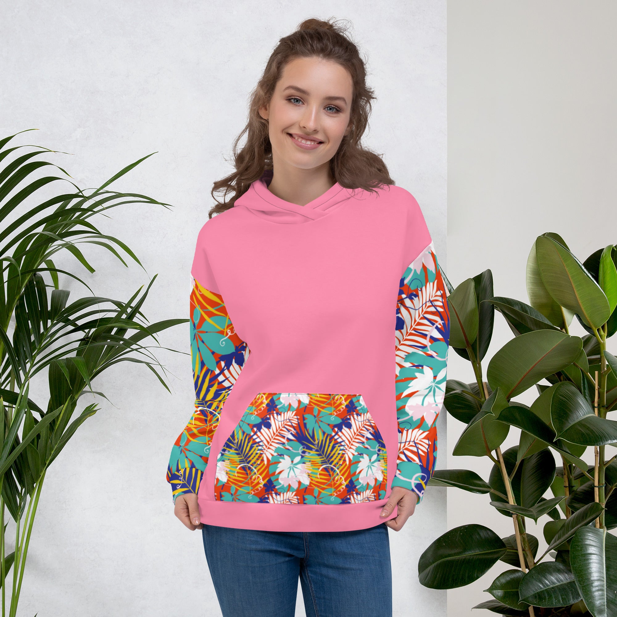 Sudadera Con Capucha Rosa Floral