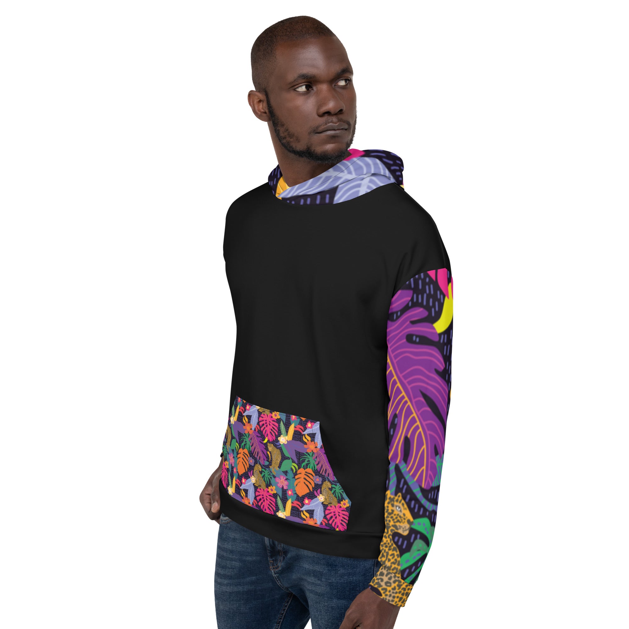 Hoodie Colorful Floral with Jaguar