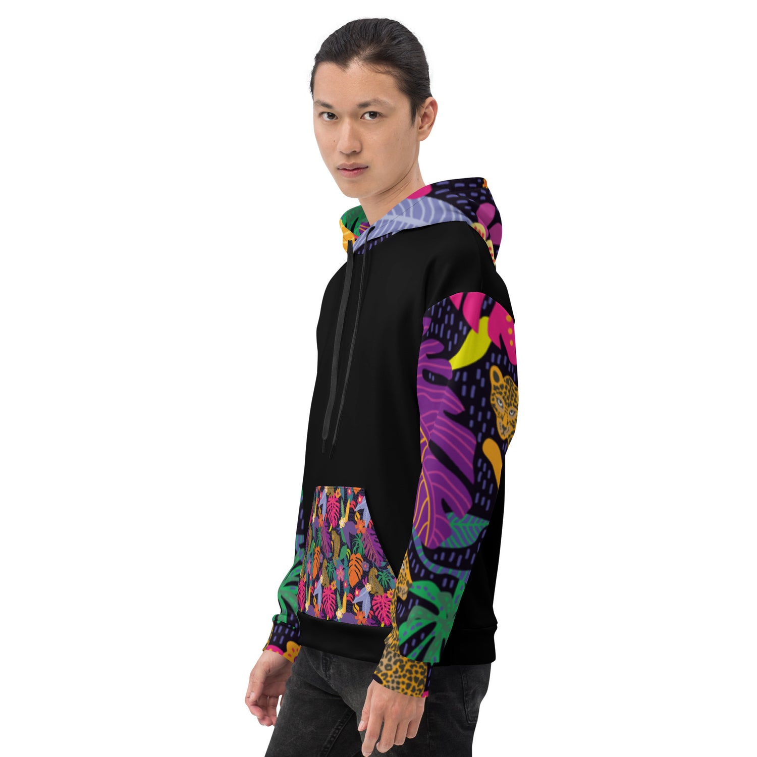 Hoodie Colorful Floral with Jaguar