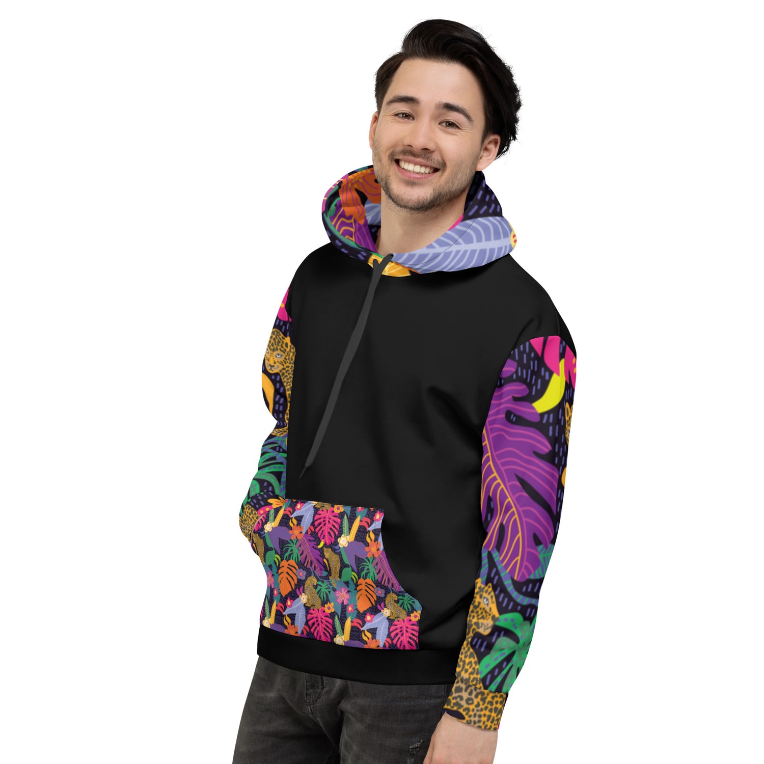 Hoodie Colorful Floral with Jaguar