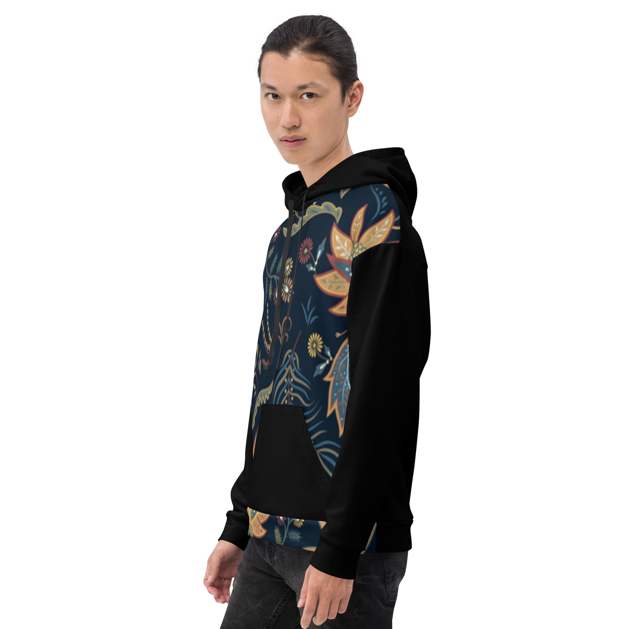 Sudadera Con Capucha Flores Azules