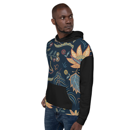 Sudadera Con Capucha Flores Azules