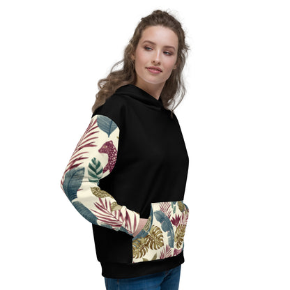 Sudadera con capucha con print de flores blanca