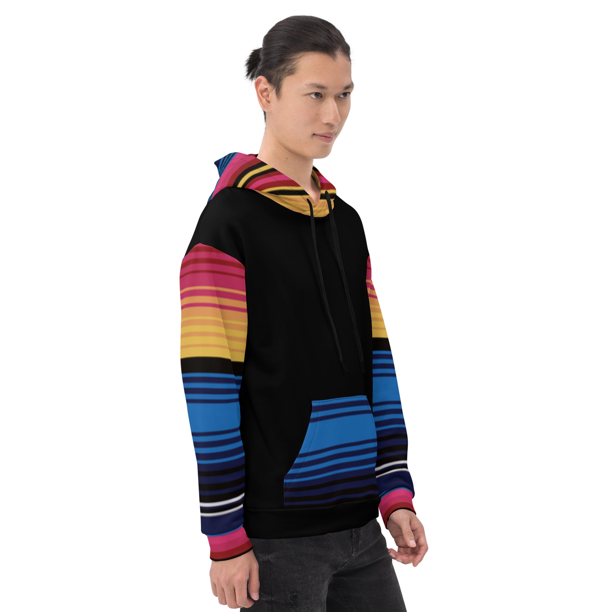 Sudadera Con Capucha Rayas De Colores Con Negro