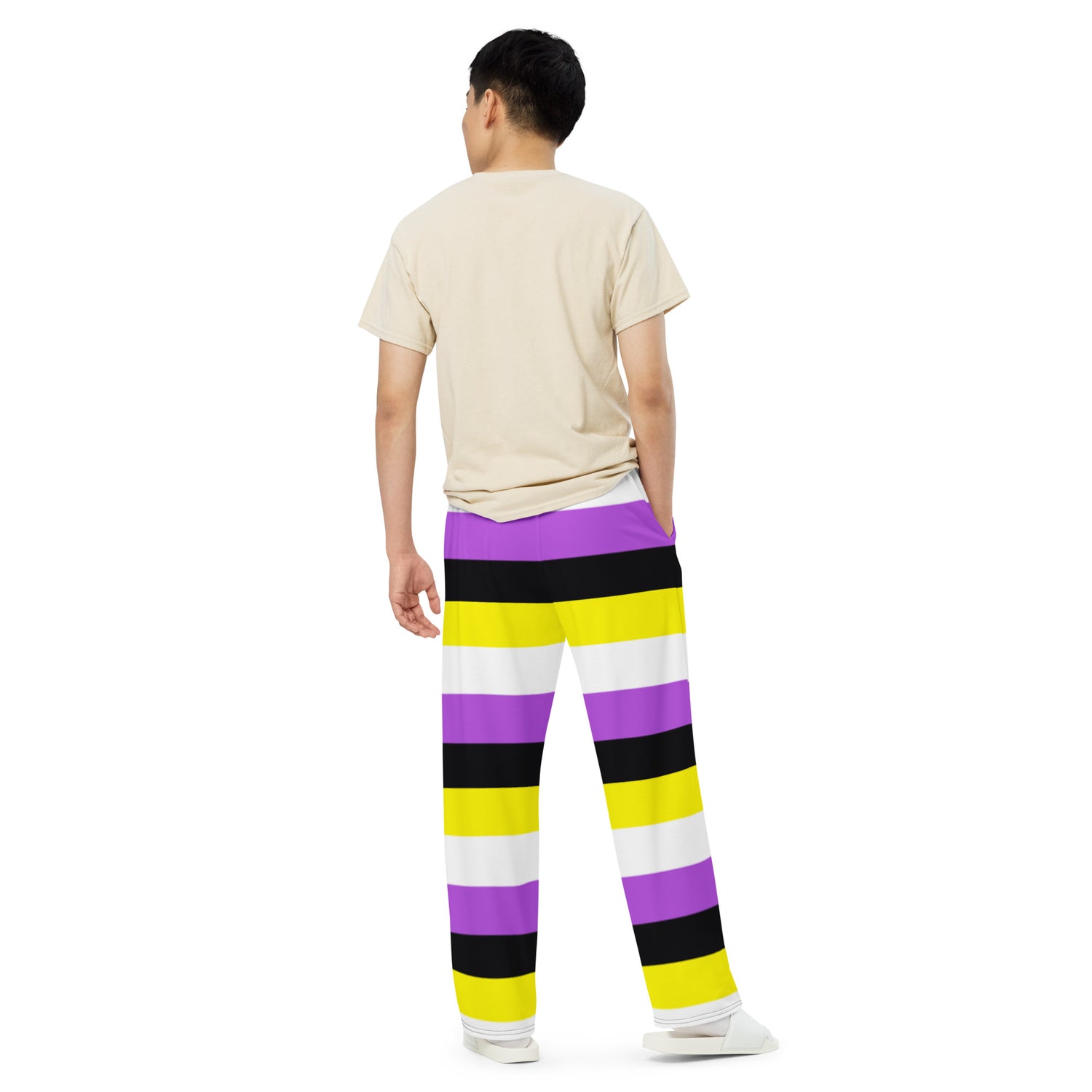 Pantalones anchos con bandera del orgullo no binario