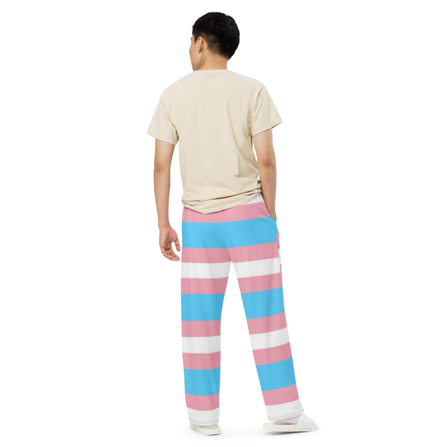 Pantalones anchos con bandera del orgullo transgénero