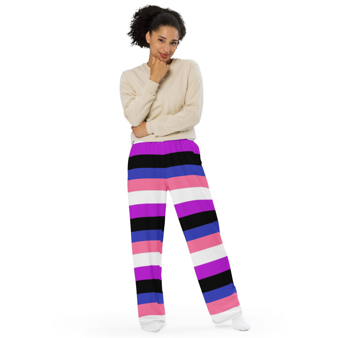 Pantalones anchos con bandera del orgullo de Genderfluid