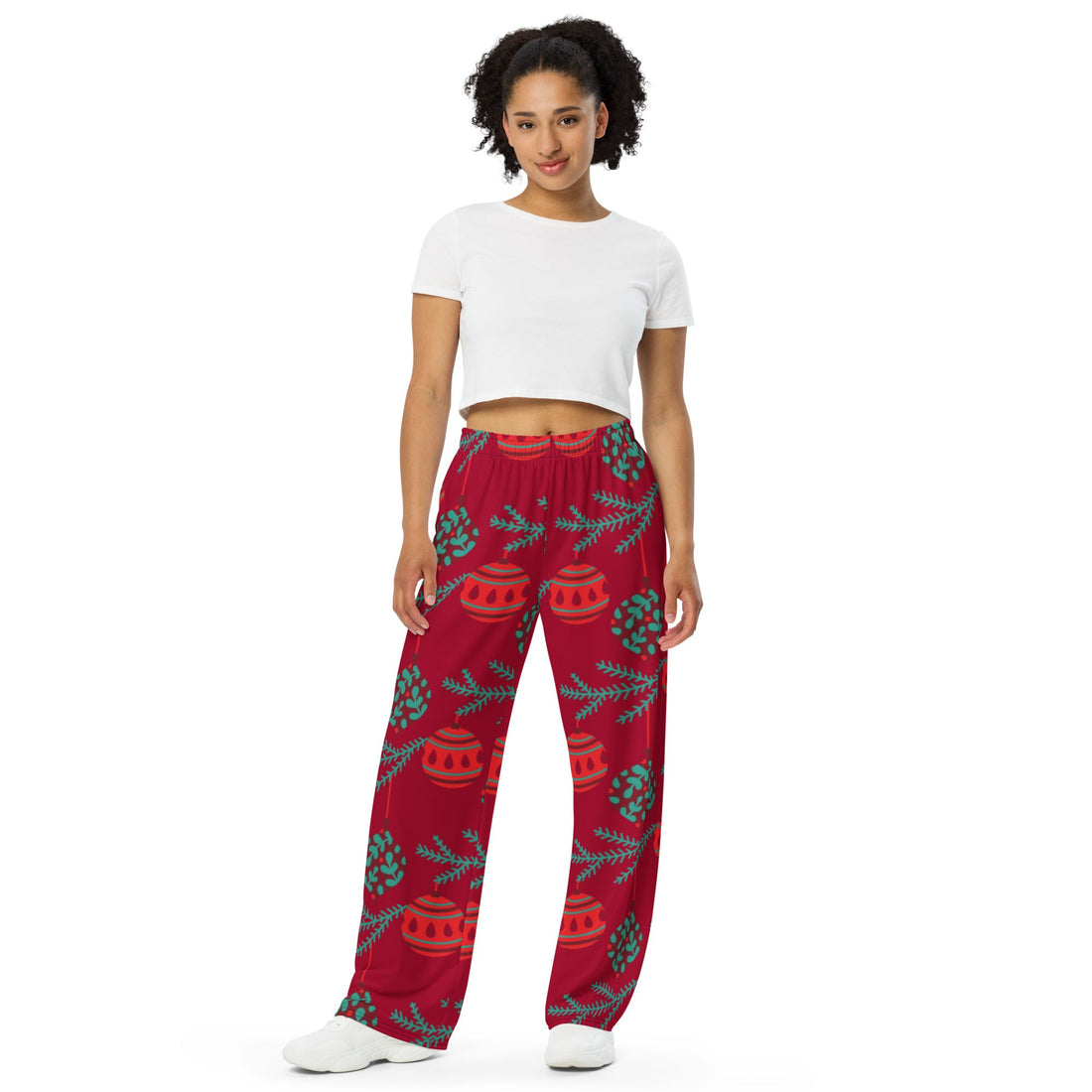 Red Ball Christmas Matching Mom Wide-leg Pants