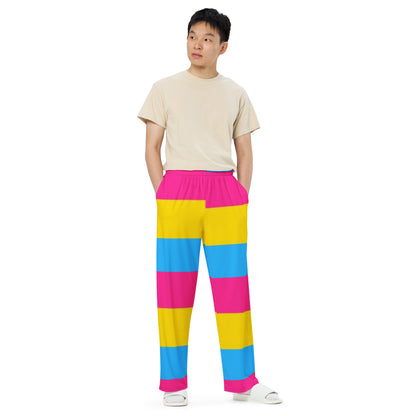 Pantalones anchos con bandera del orgullo pansexual