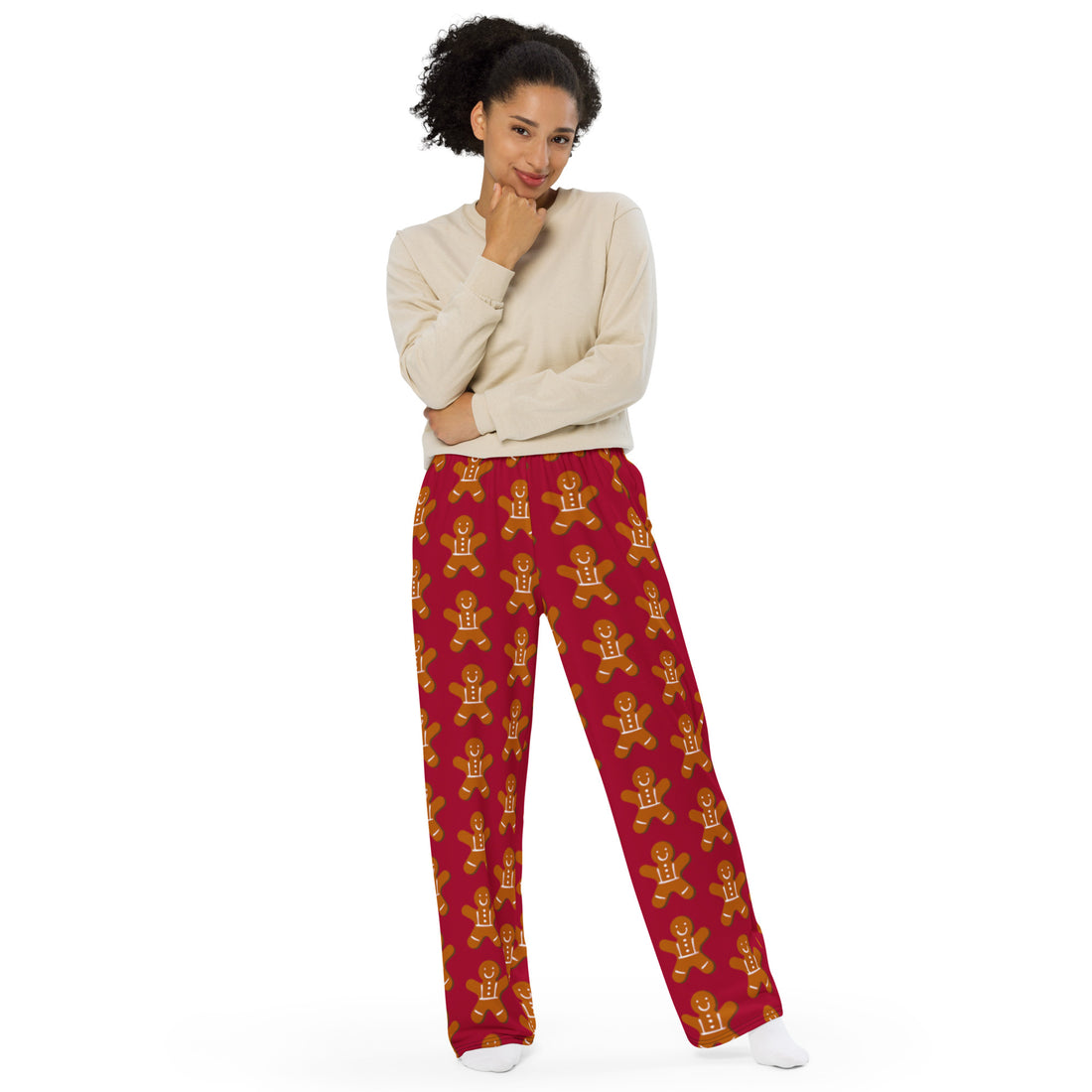 Ginger Bread Christmas Matching Mom Wide-Leg Pants