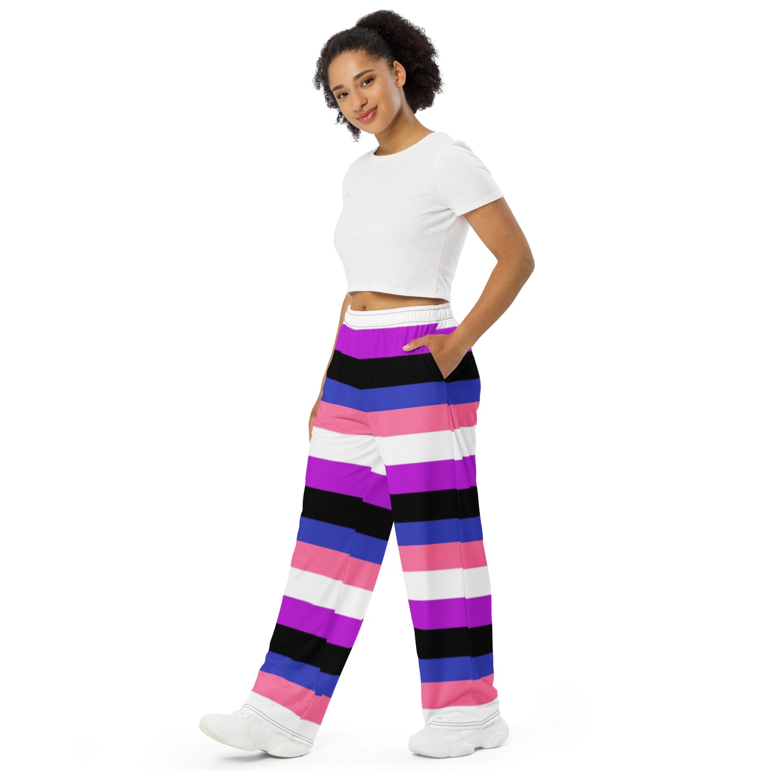 Pantalones anchos con bandera del orgullo de Genderfluid