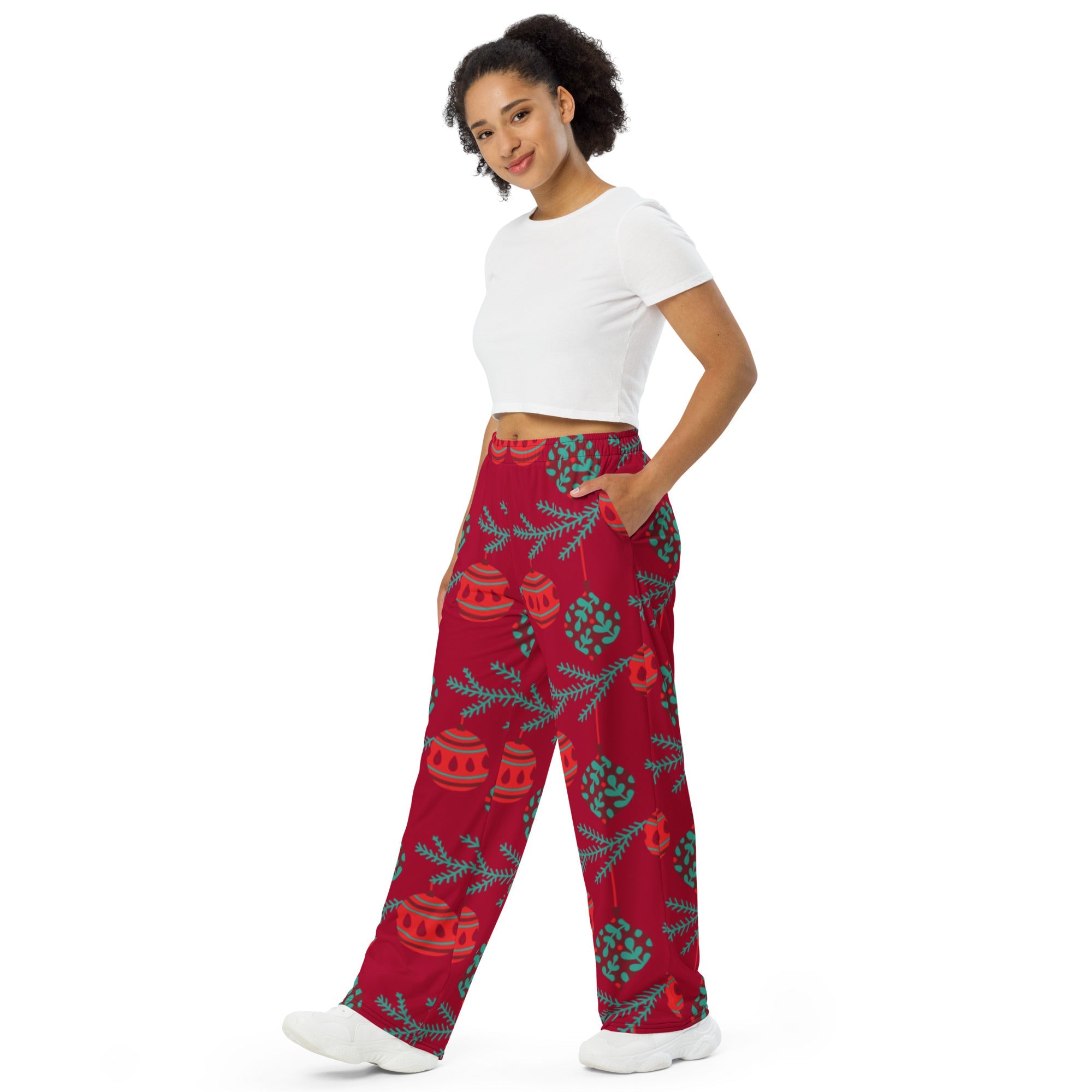 Red Ball Christmas Matching Mom Wide-leg Pants