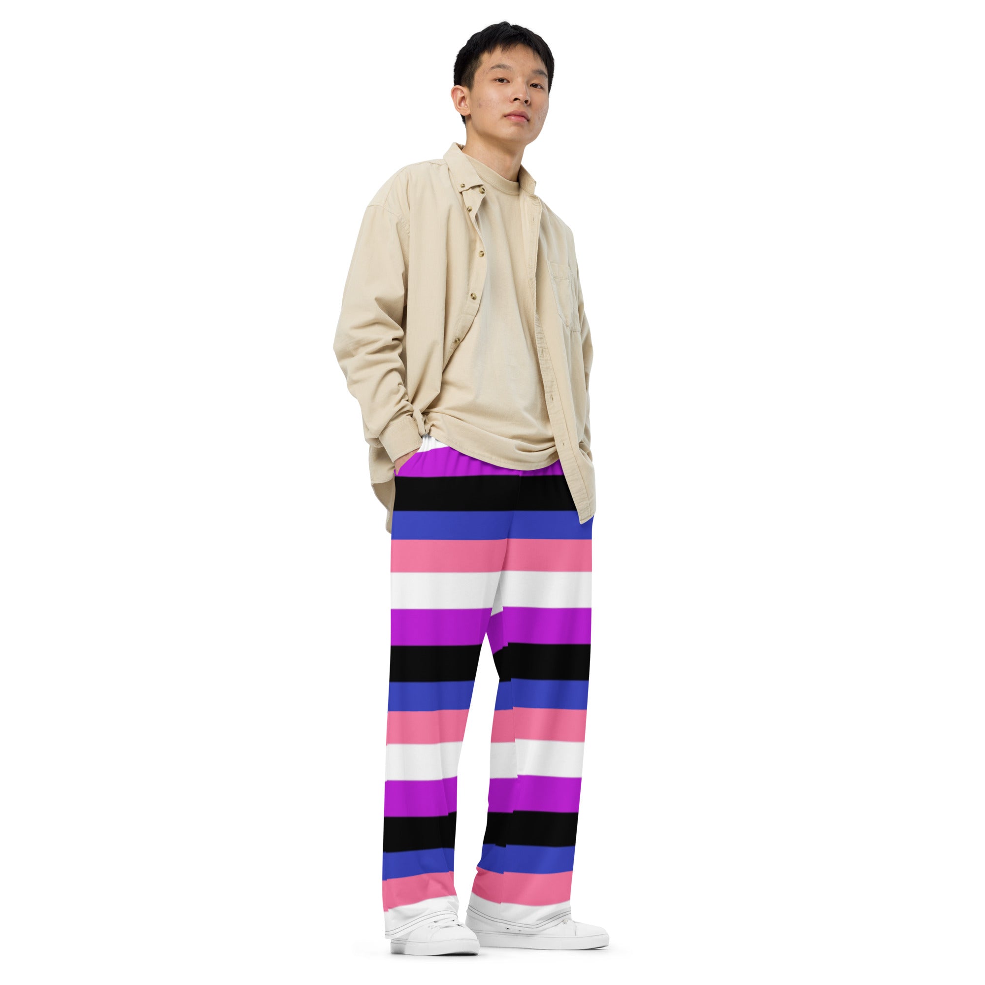 Pantalones anchos con bandera del orgullo de Genderfluid