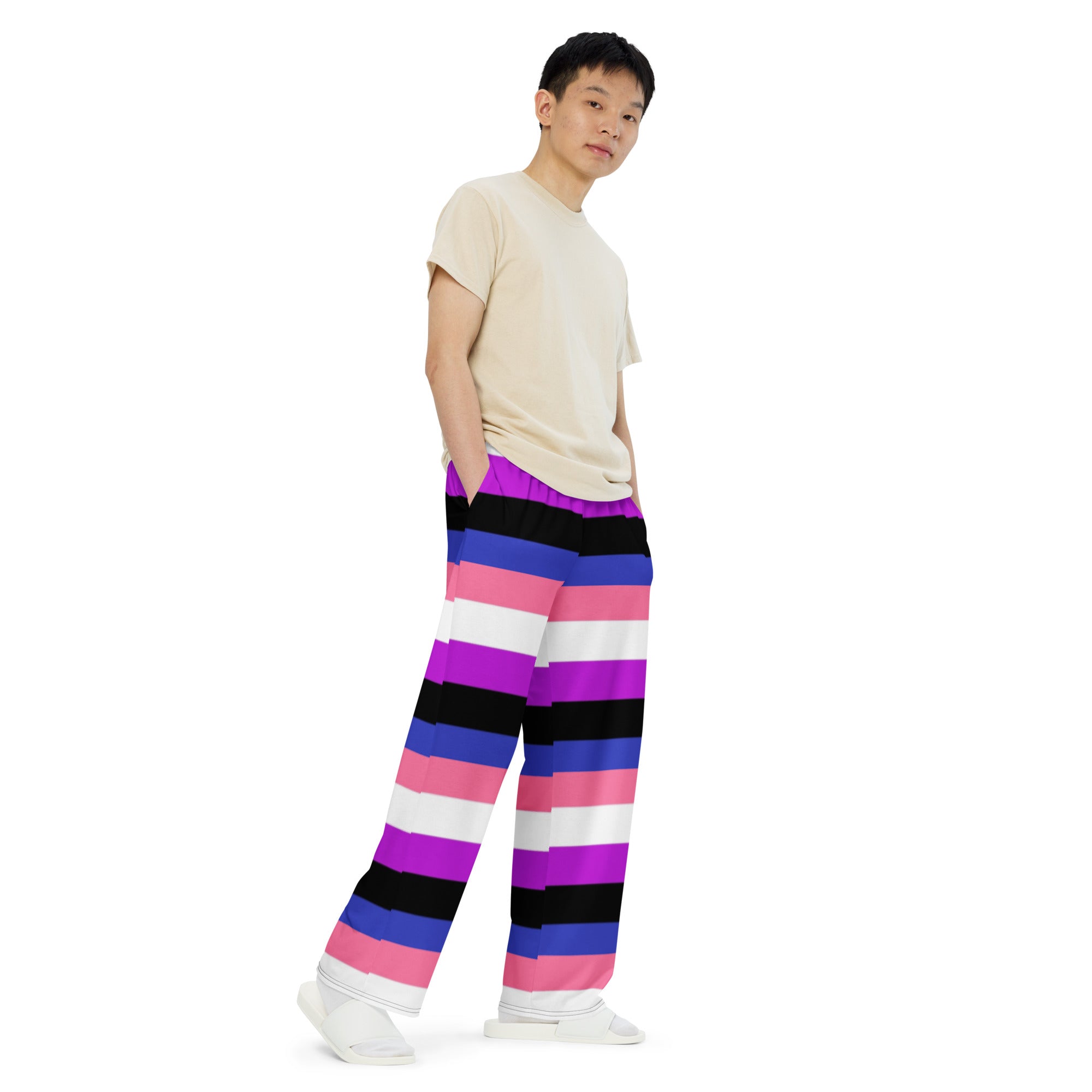 Pantalones anchos con bandera del orgullo de Genderfluid