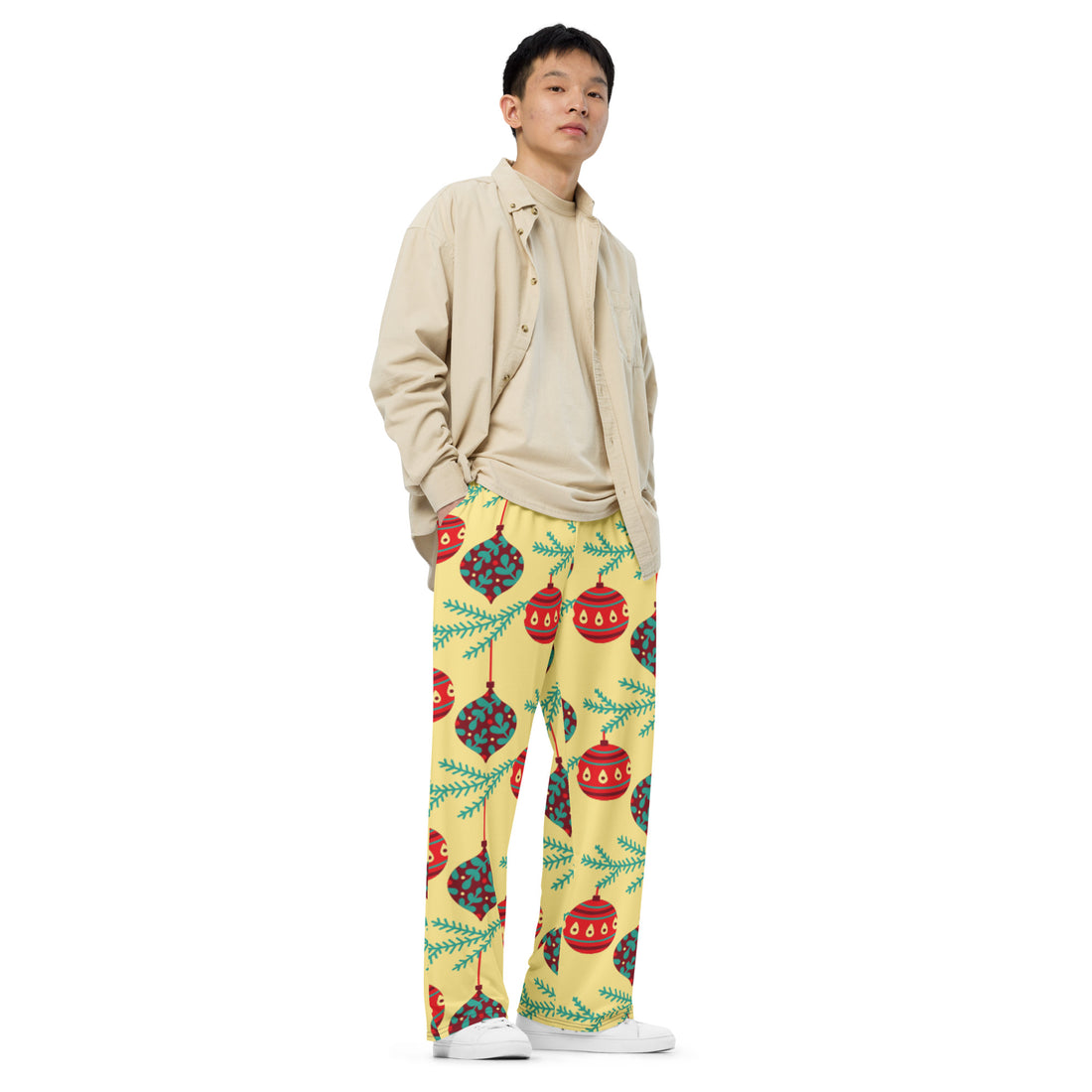 Yellow Balls Christmas Matching Dad Wide-leg Pants