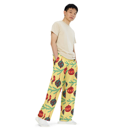 Yellow Balls Christmas Matching Dad Wide-leg Pants