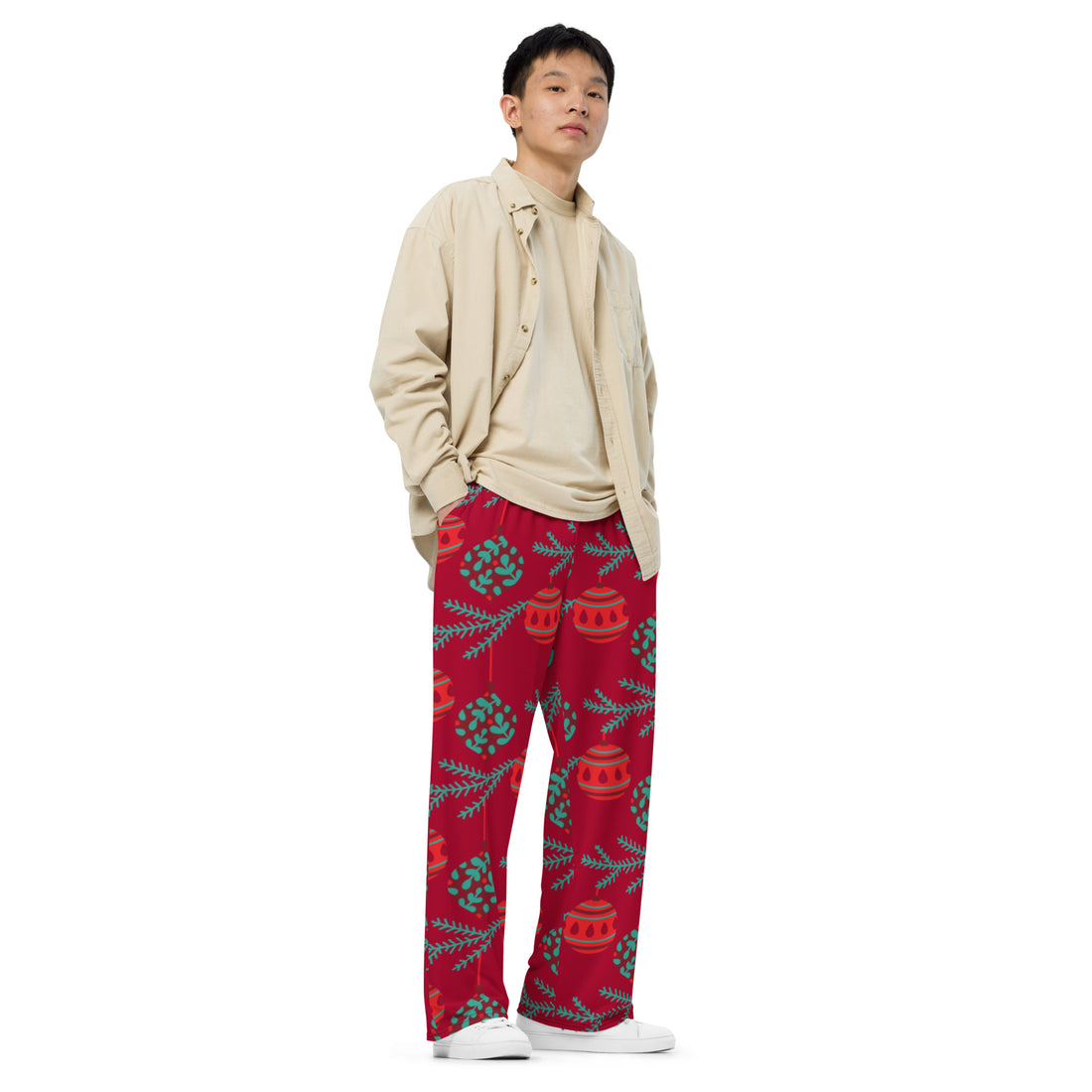 Red Ball Christmas Matching Dad Wide-leg Pants