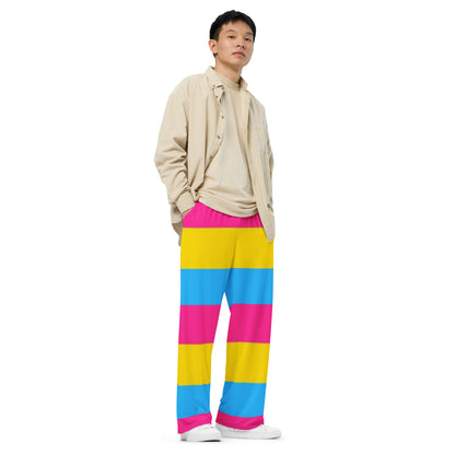 Pantalones anchos con bandera del orgullo pansexual