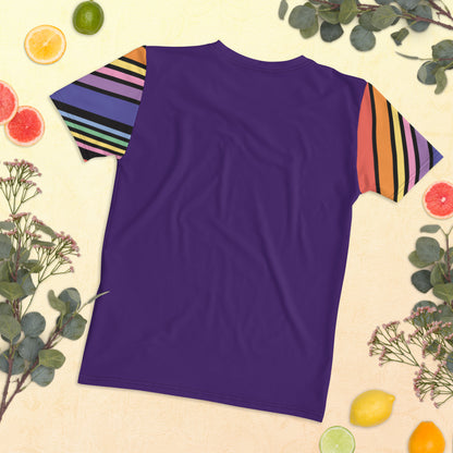 T-shirt Purple with Stripes Sleeves