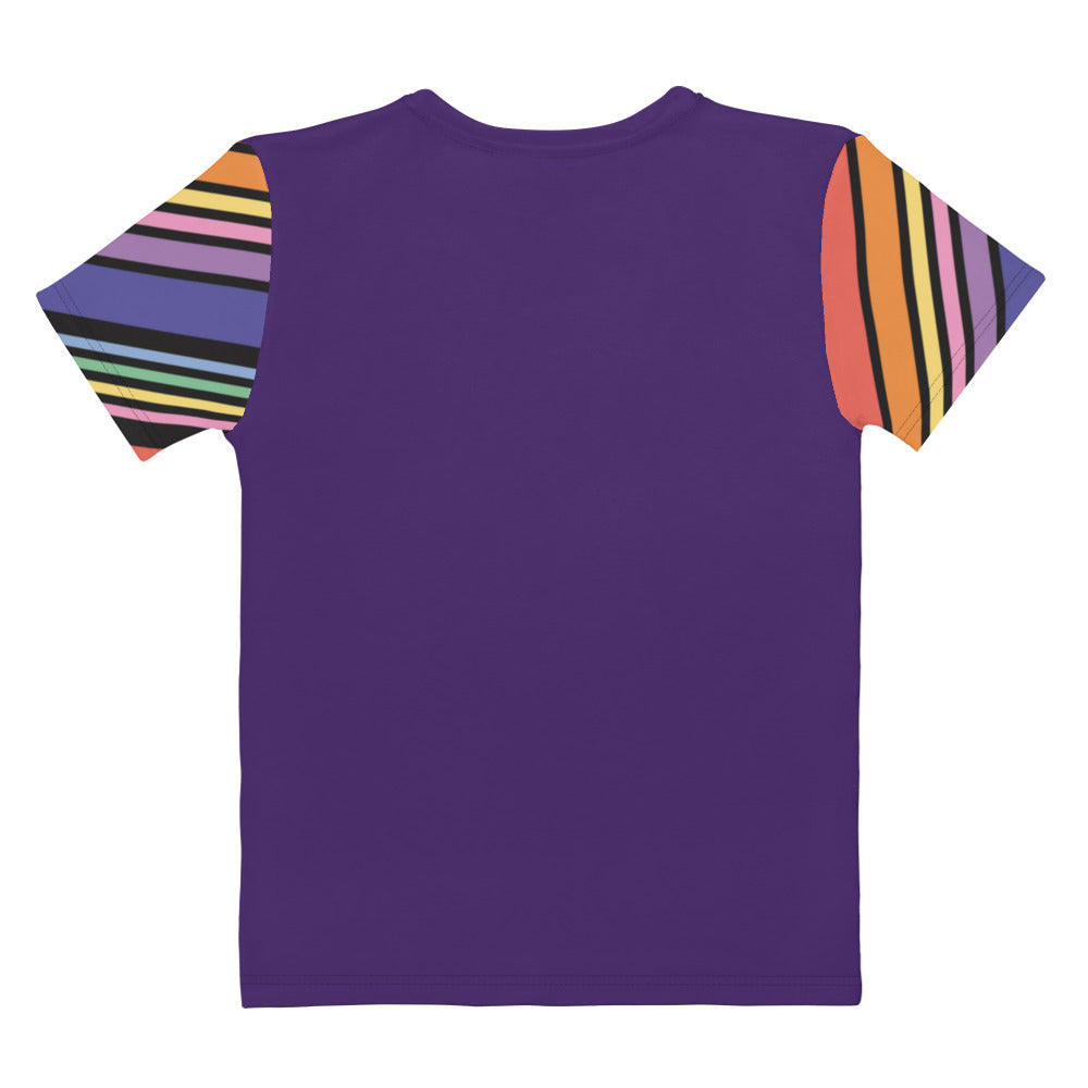 T-shirt Purple with Stripes Sleeves