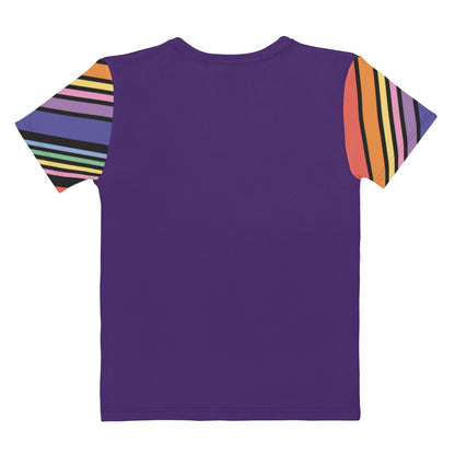 T-shirt Purple with Stripes Sleeves