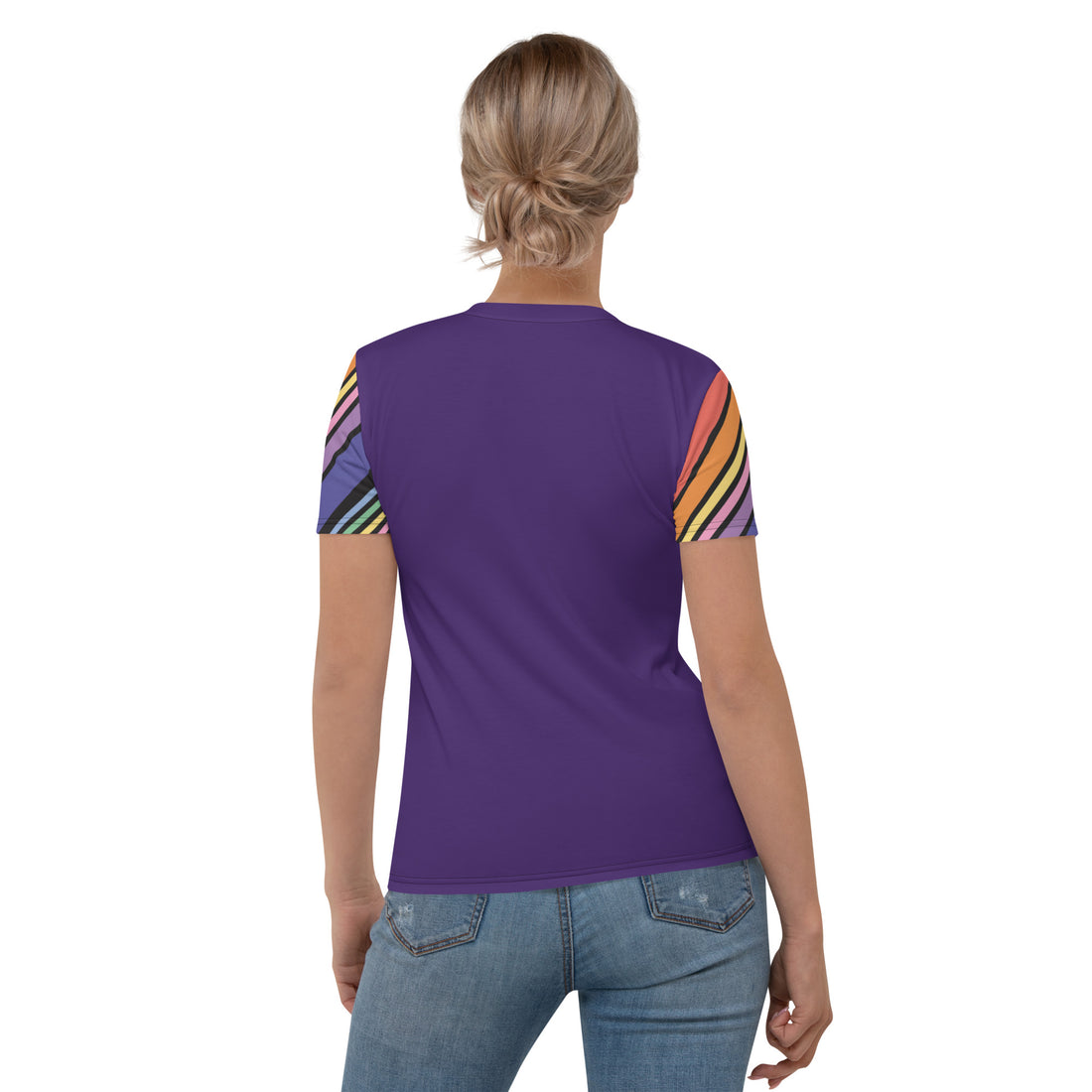 T-shirt Purple with Stripes Sleeves