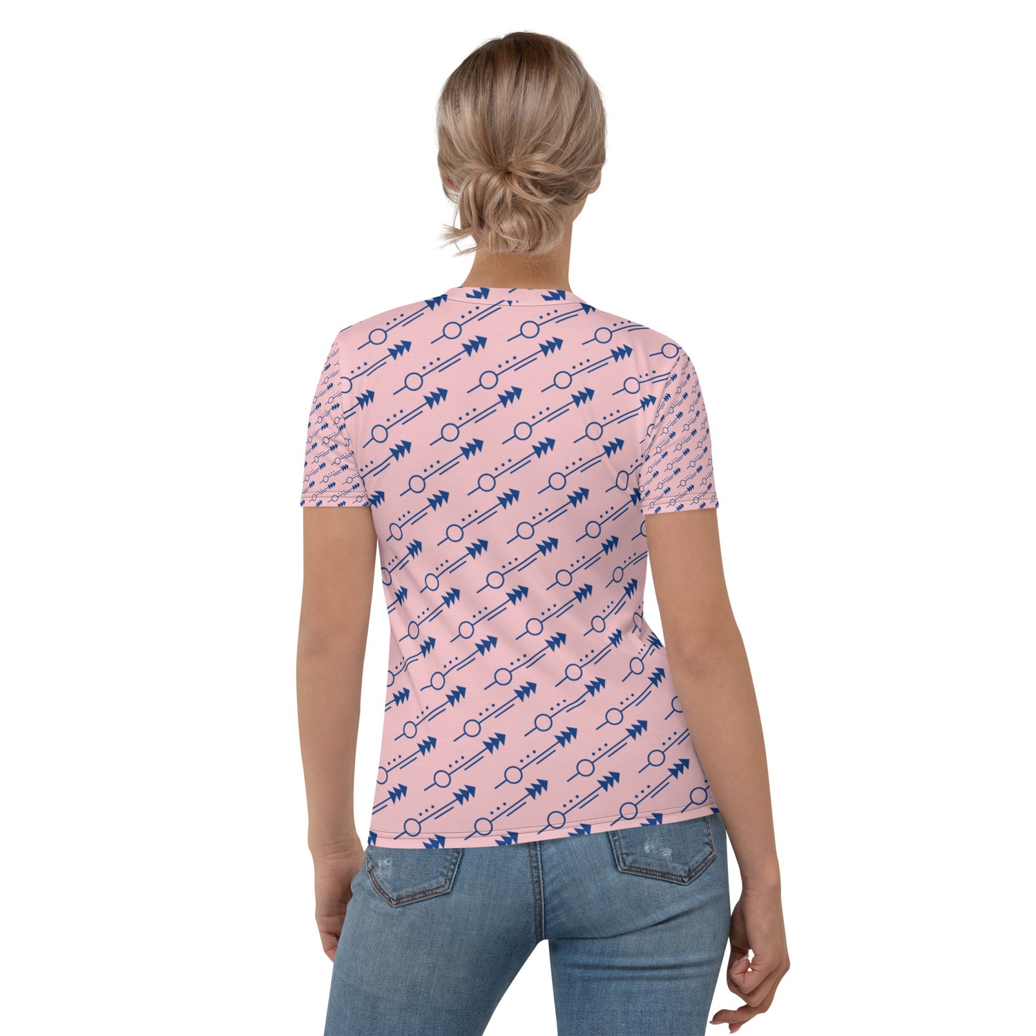 Camiseta Rosa Claro com Setas Azuis