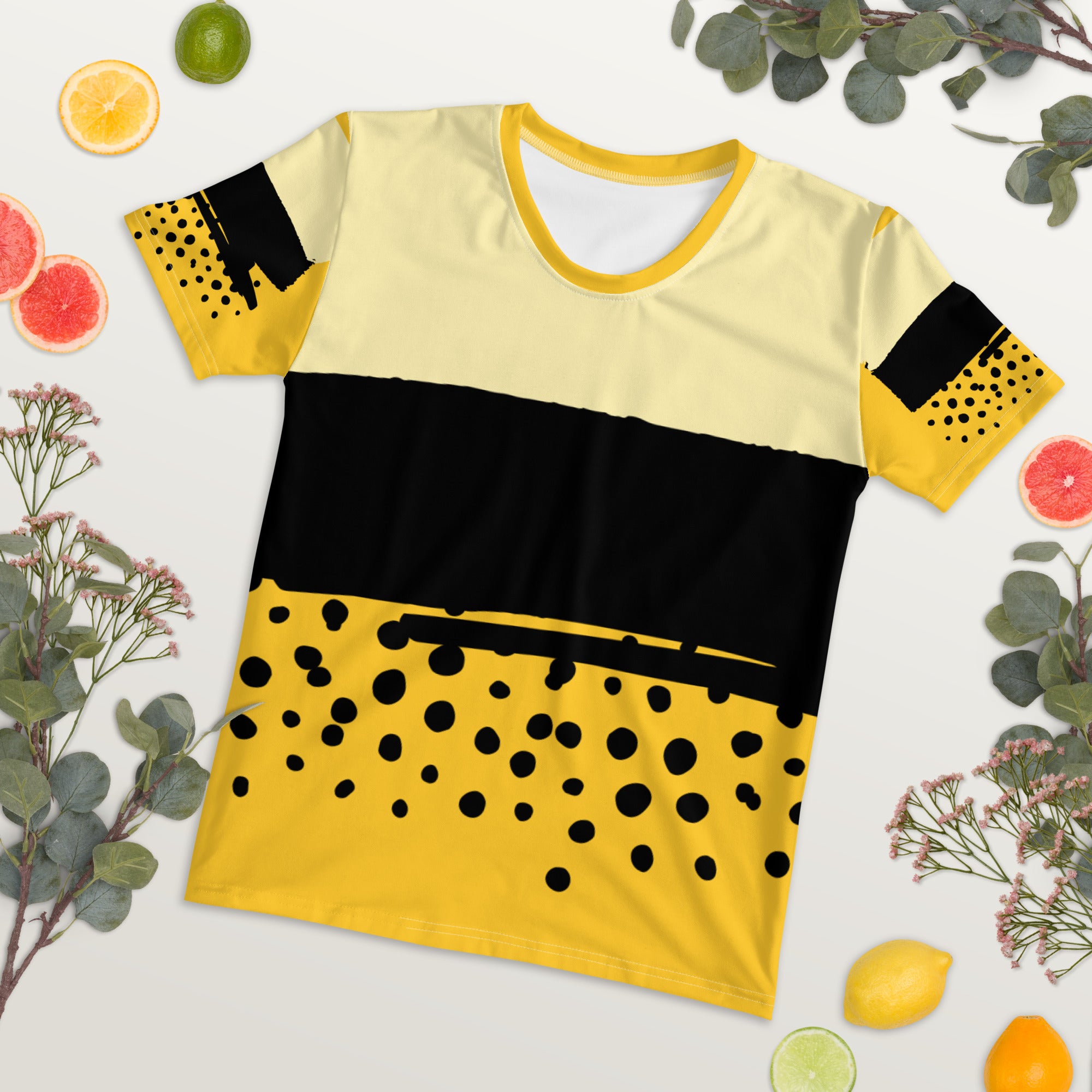 T-shirt Yellow Abstract Wide Dots Filled