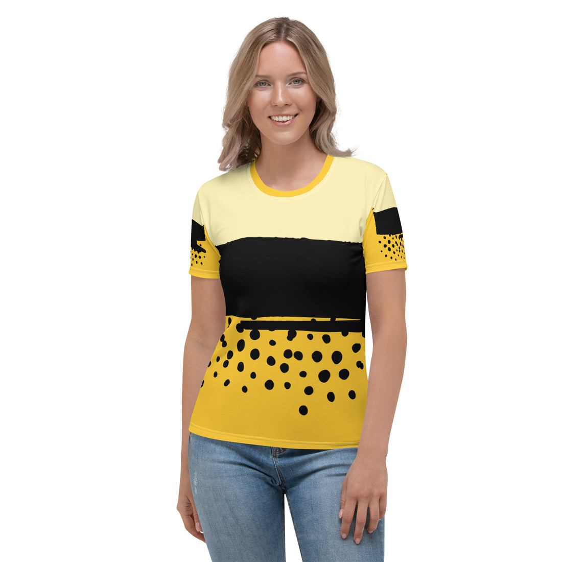 T-shirt Yellow Abstract Wide Dots Filled