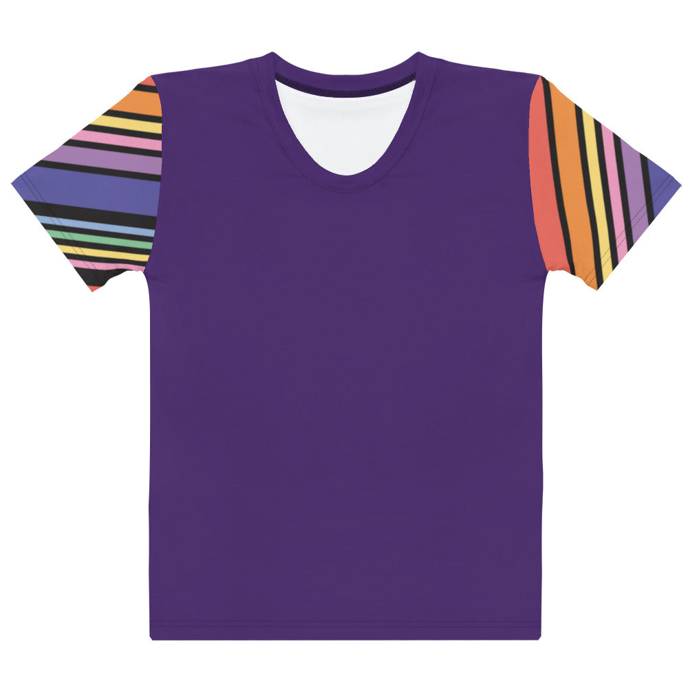 T-shirt Purple with Stripes Sleeves