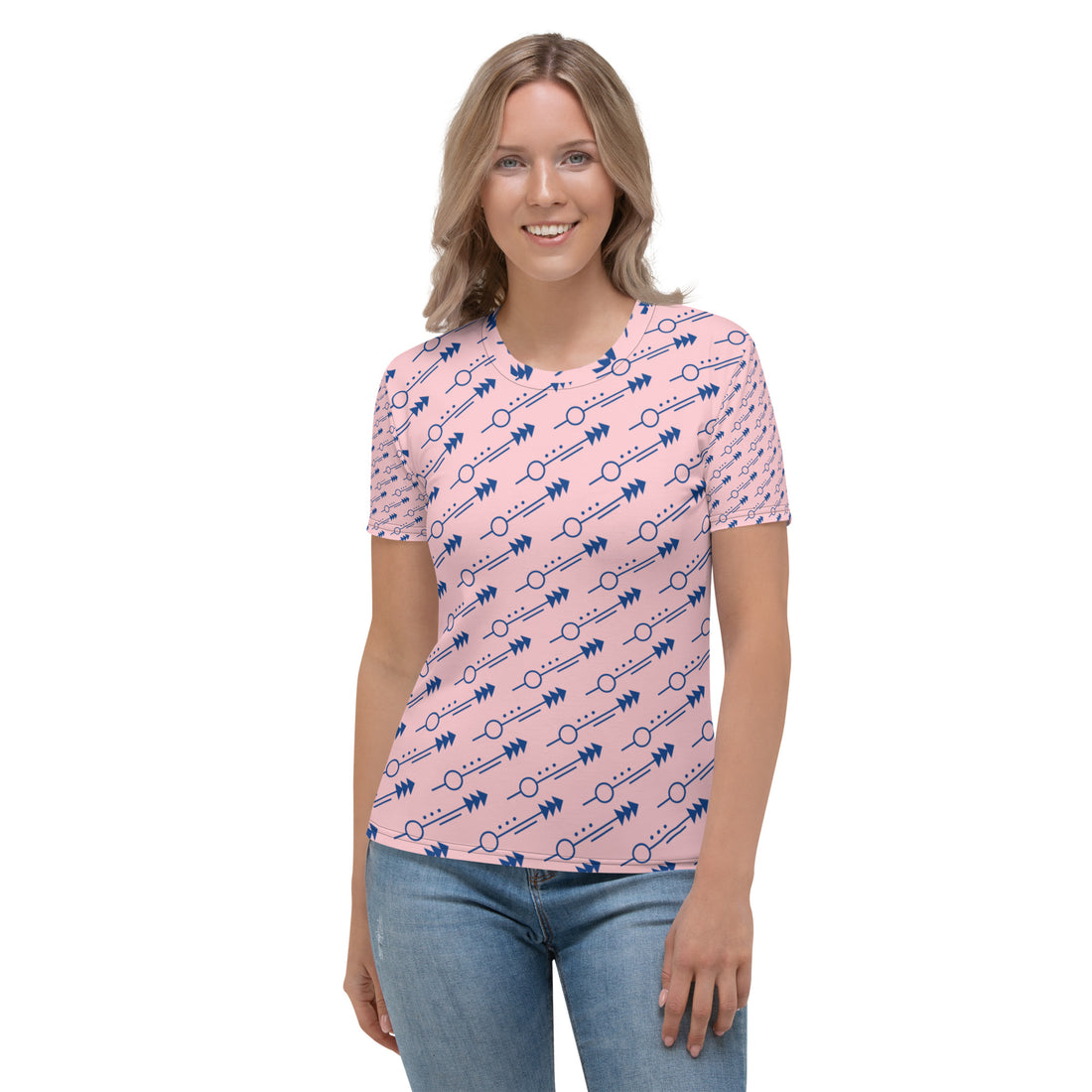 T-shirt Light Pink with Blue Arrows