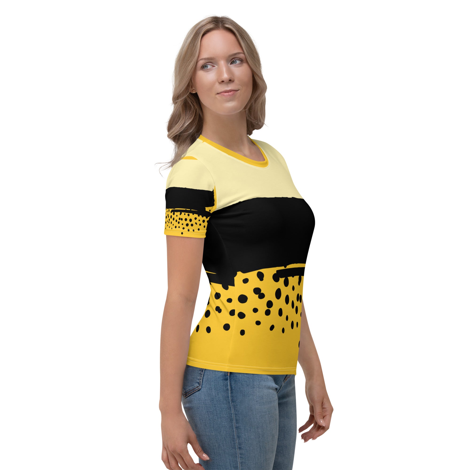 T-shirt Yellow Abstract Wide Dots Filled