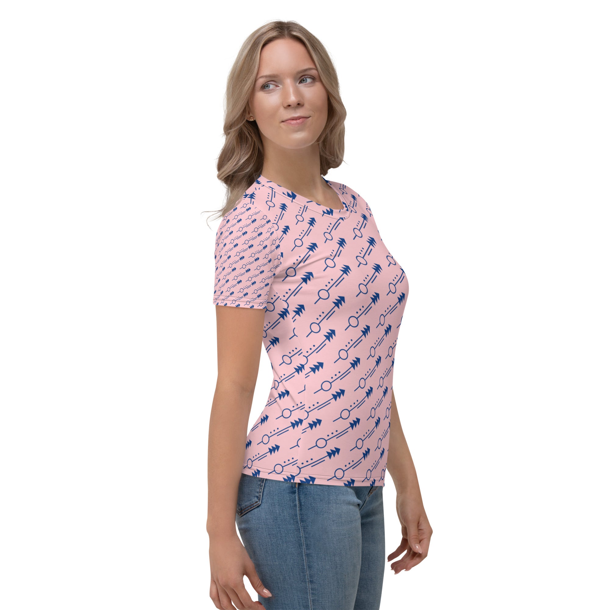 T-shirt Light Pink with Blue Arrows