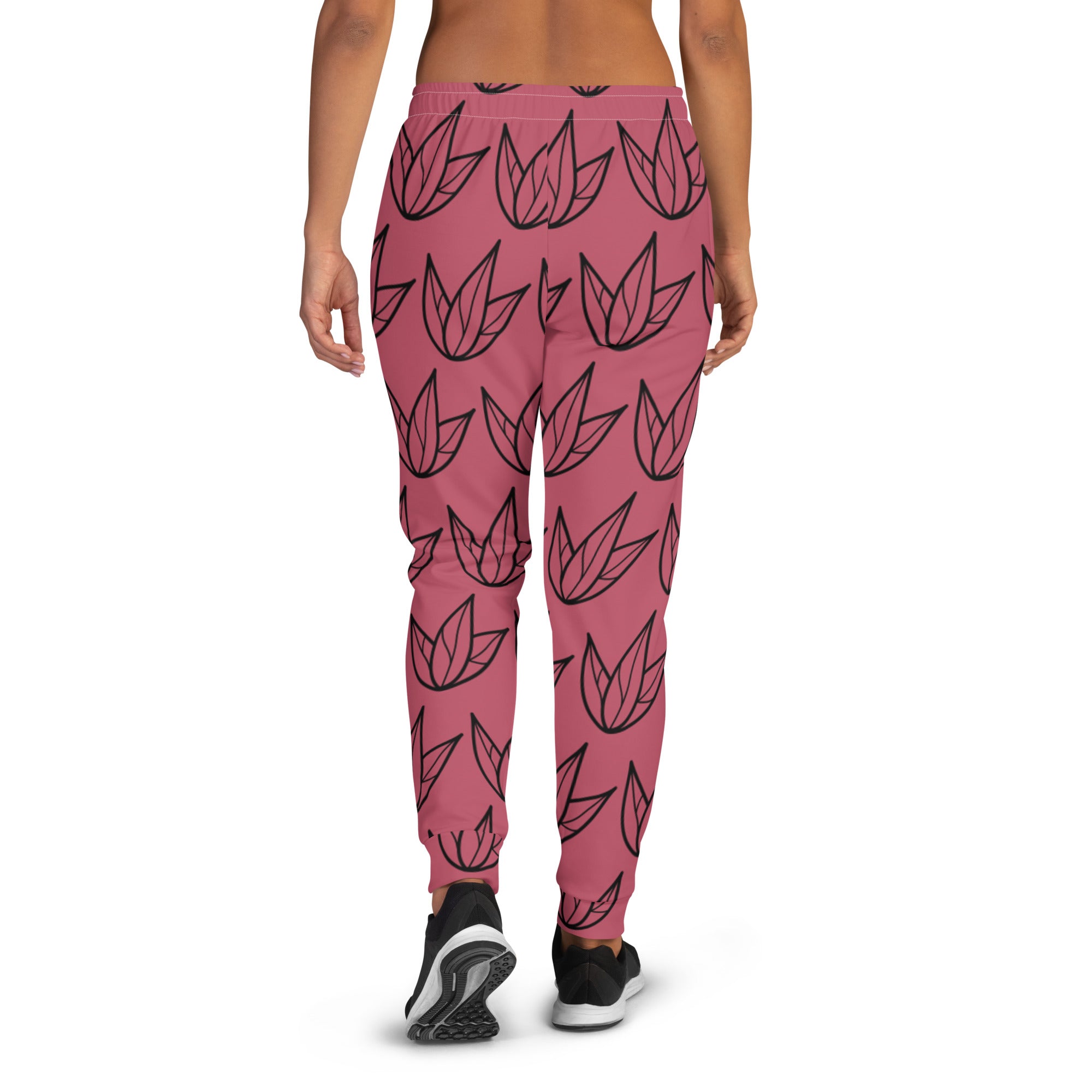 Joggers Dark Pink with Leaves