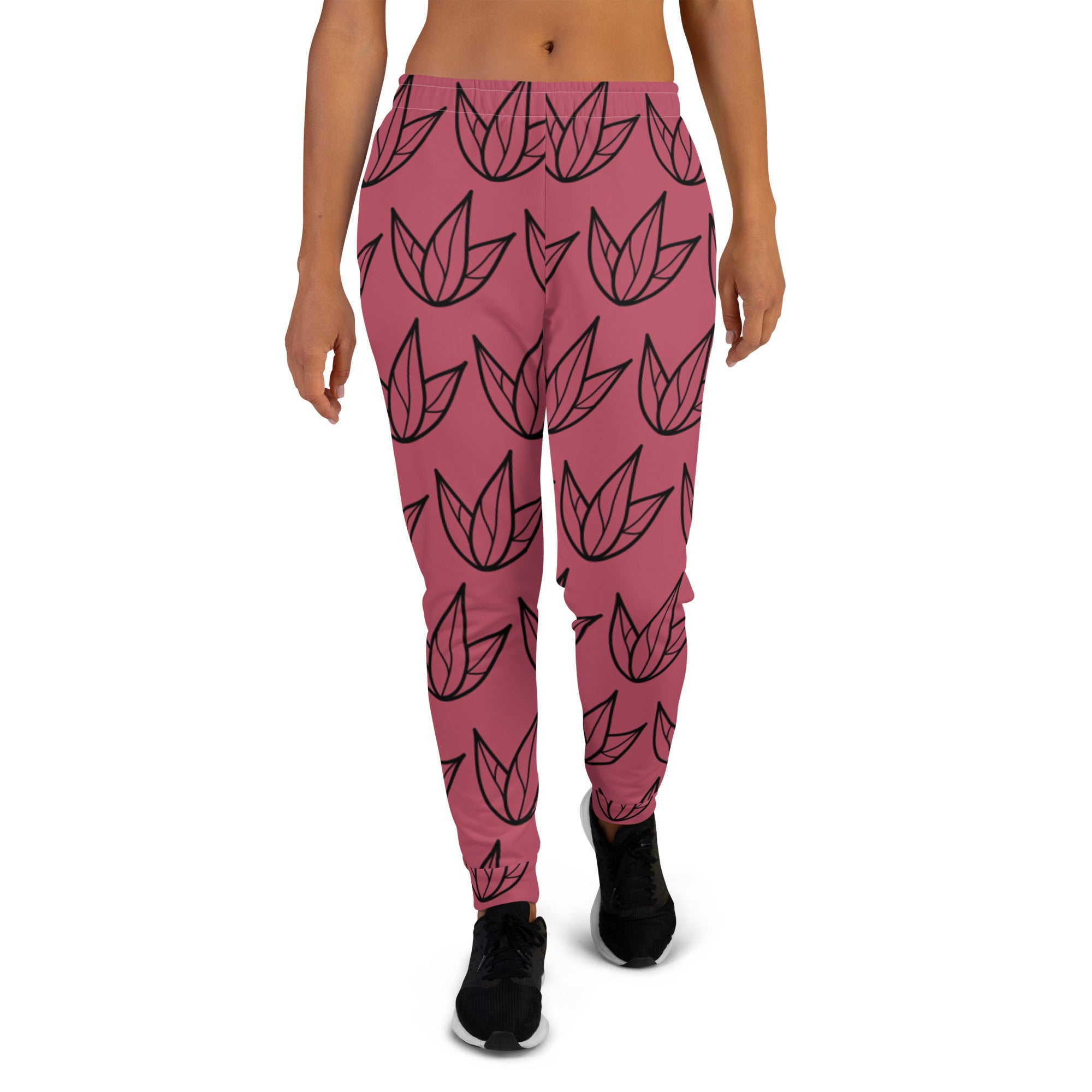 Joggers Dark Pink with Leaves