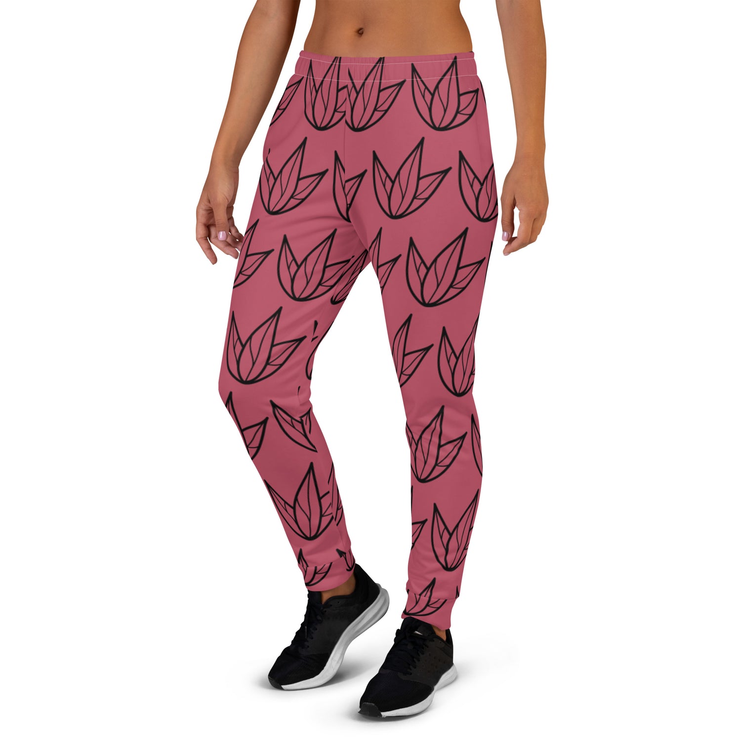 Joggers Dark Pink with Leaves