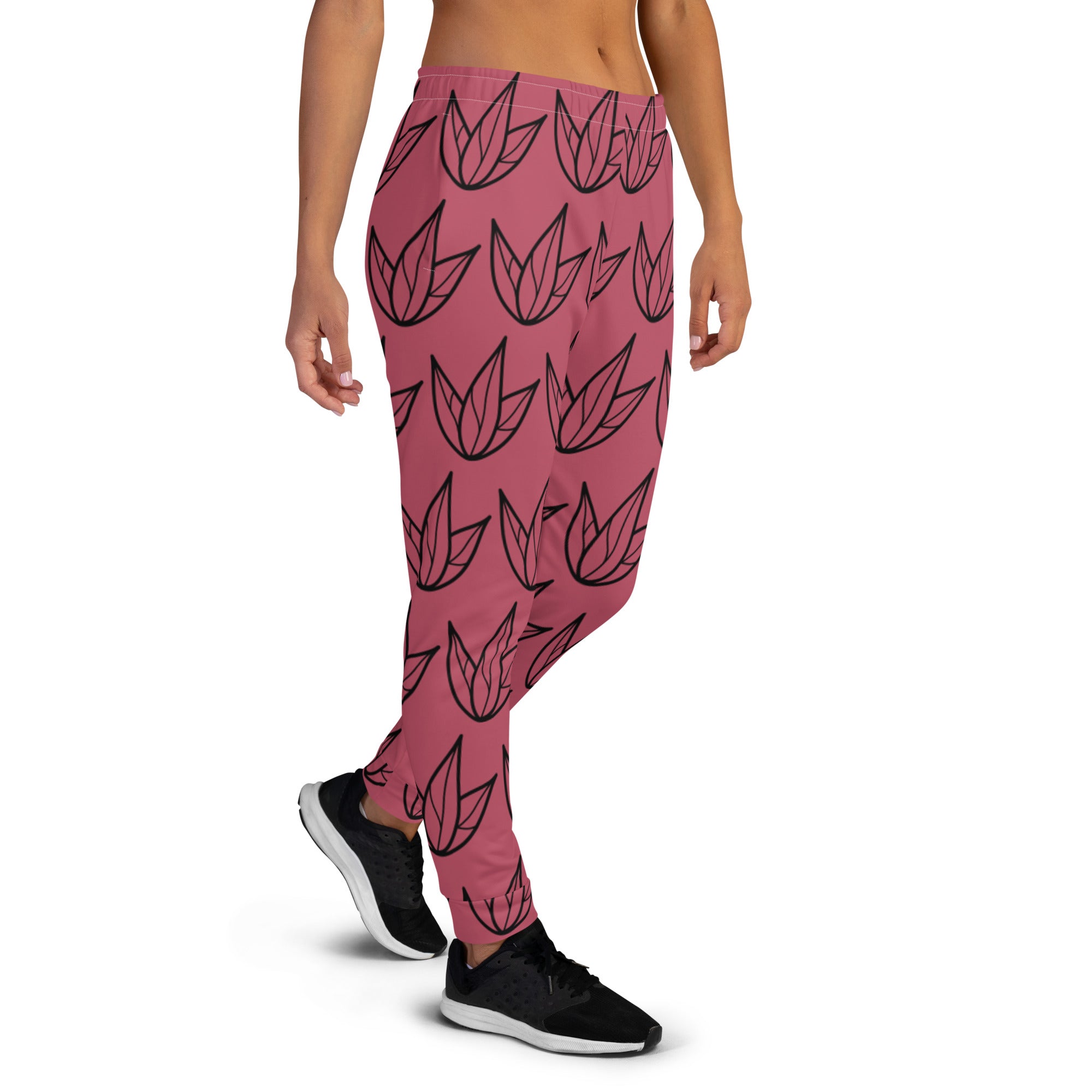 Joggers Dark Pink with Leaves