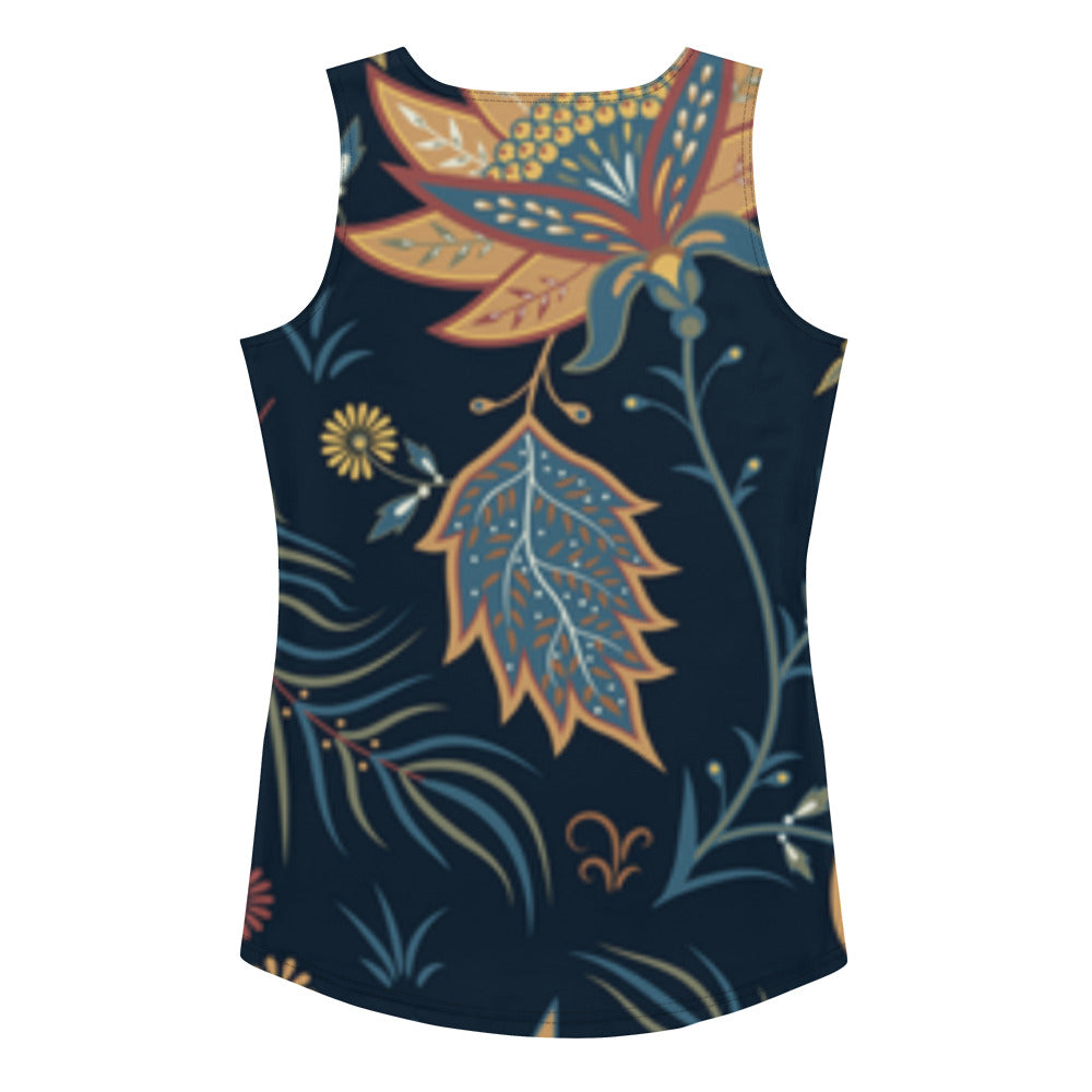 Sublimation Cut &amp; Sew Tank Top Blue Flowers