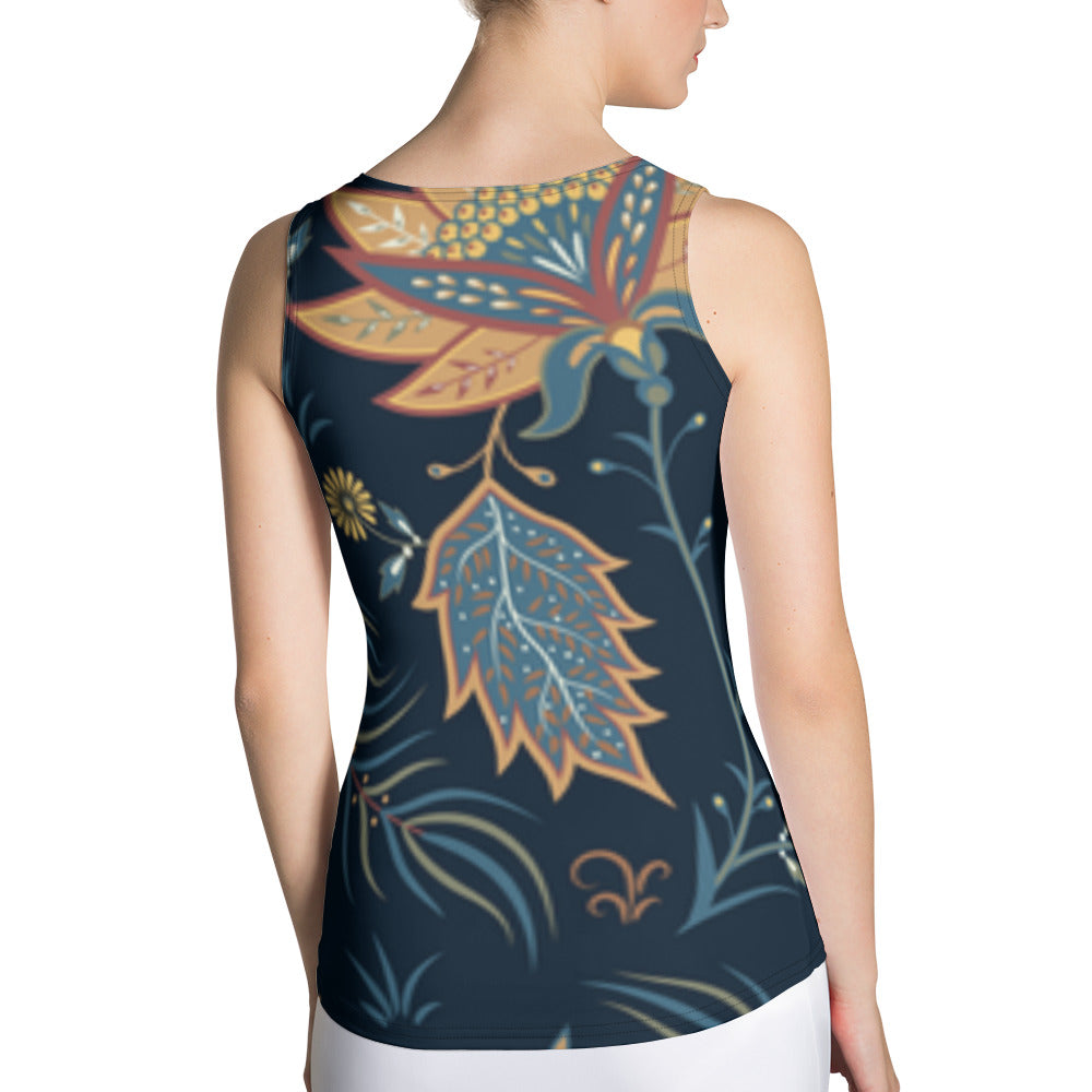 Sublimation Cut &amp; Sew Tank Top Blue Flowers