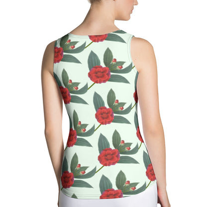 Sublimation Cut &amp; Sew Tank Top Red rose