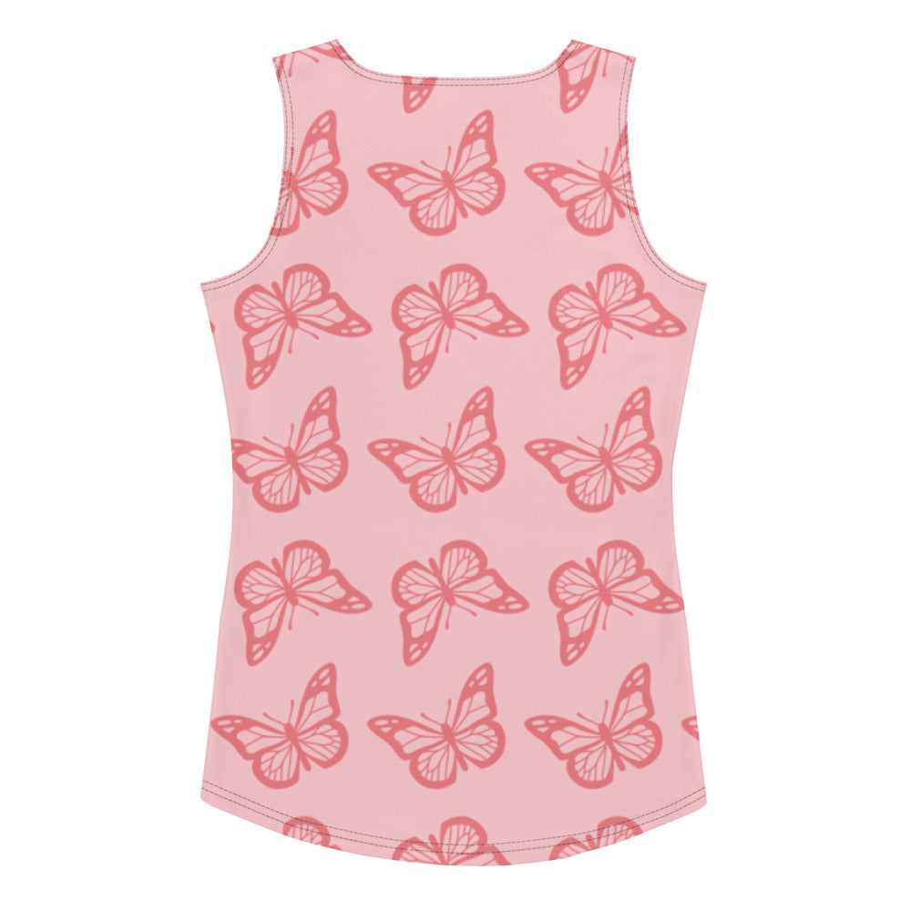 Sublimation Cut &amp; Sew Tank Top Pink butterflies