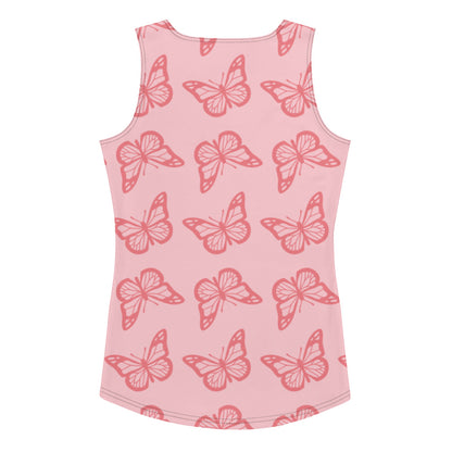 Sublimation Cut &amp; Sew Tank Top Pink butterflies