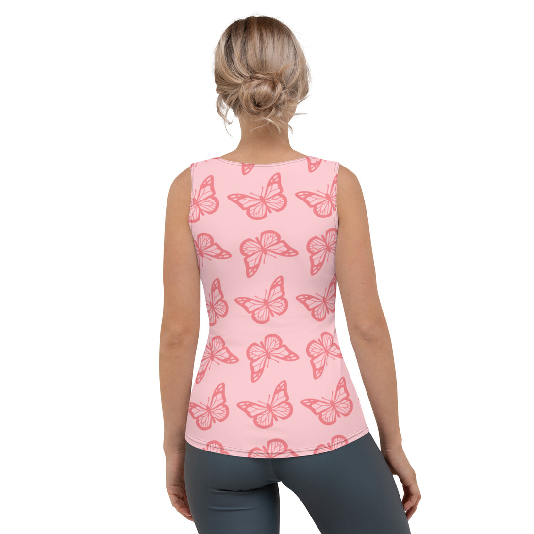 Sublimation Cut &amp; Sew Tank Top Pink butterflies